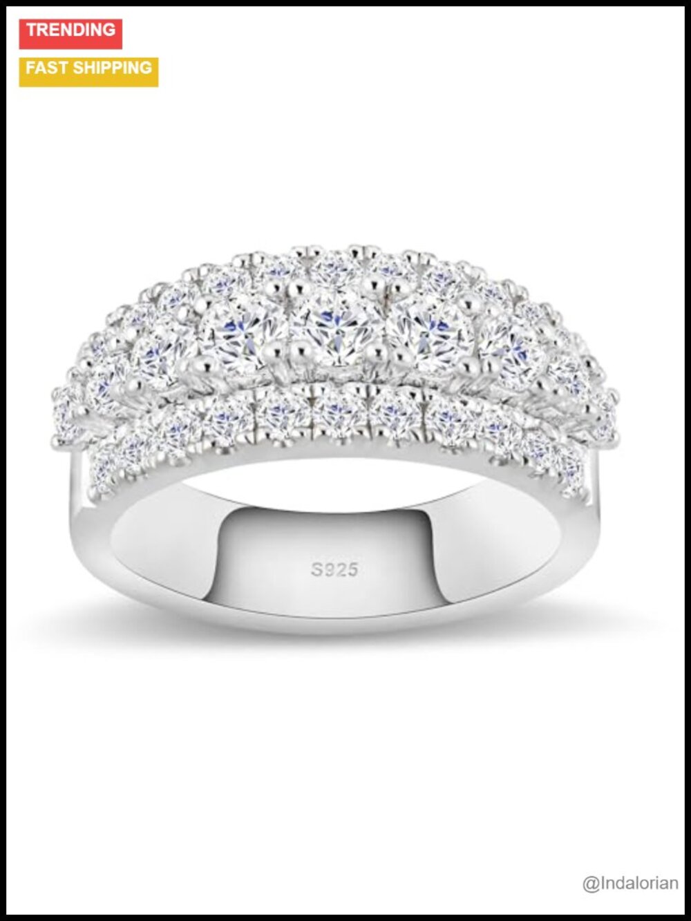 Moissanite Wedding Band D Color VVS1 S925 Sterling Silver Plated 18k White Gold